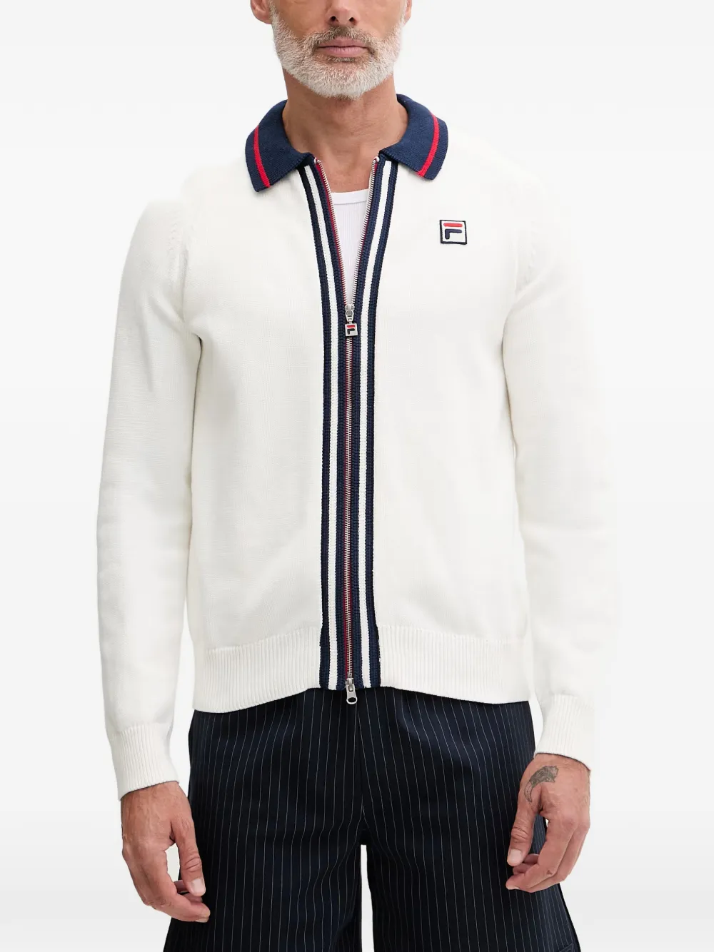Fila Carraia logo-patch zip-up cardigan - Bianco