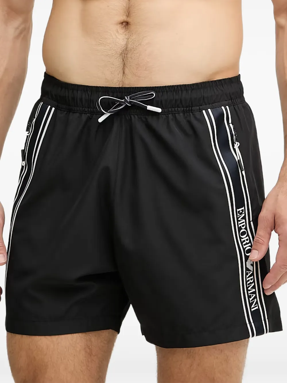 Emporio Armani logo-tape swim shorts - Nero