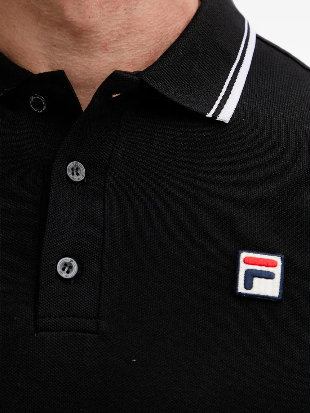 Fila Biella poloshirt met lange mouwen en logo-patch Zwart