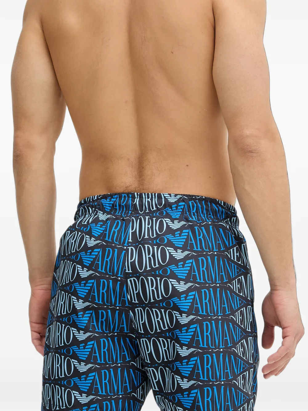 Emporio Armani Zwembroek met logo-print over het geheel Blauw