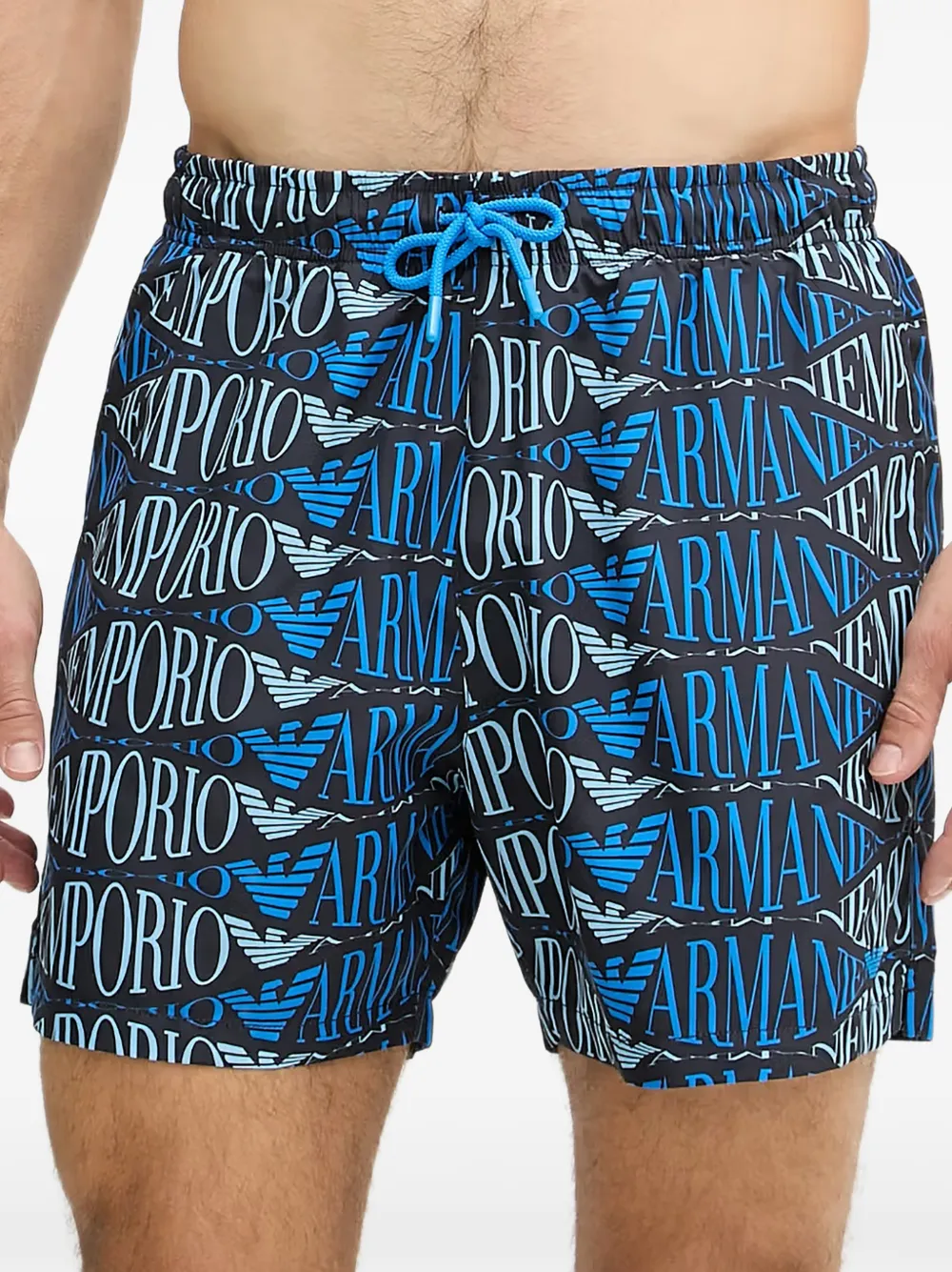 Emporio Armani swim shorts with all-over logo - Blu