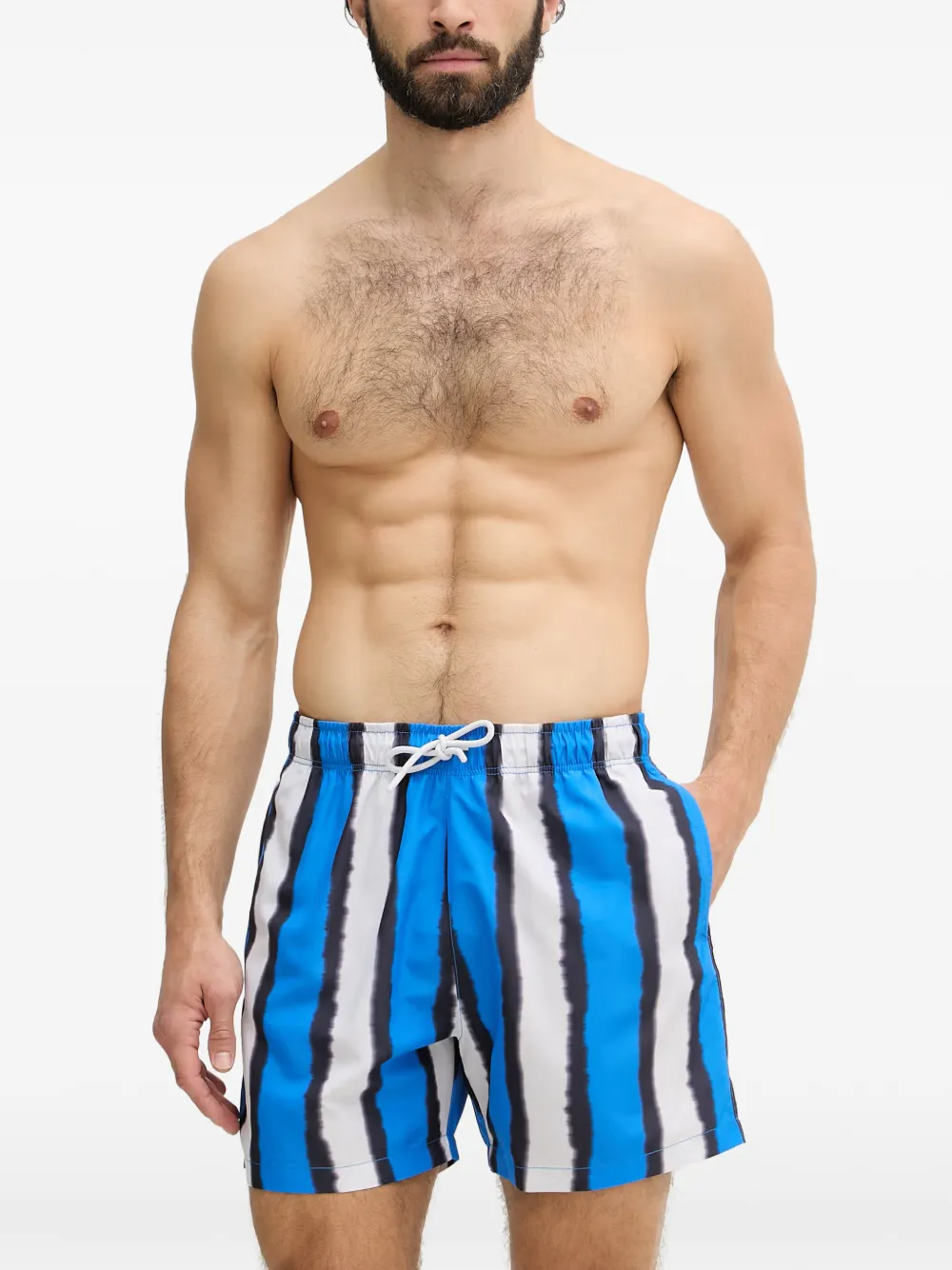 Emporio Armani Zwembroek met print van vervagende strepen Blauw