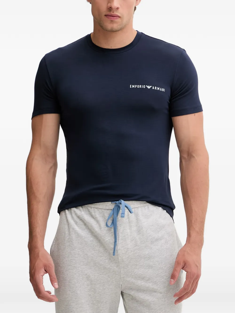 Emporio Armani Twee paar T-shirts van zachte viscose Blauw