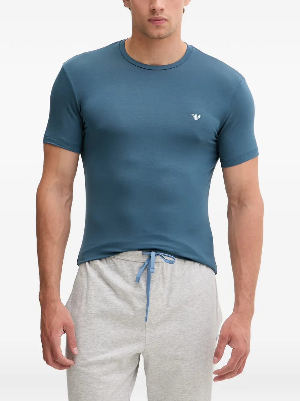 Emporio Armani two-pack of loungewear t-shirts in soft-touch viscose - Blu