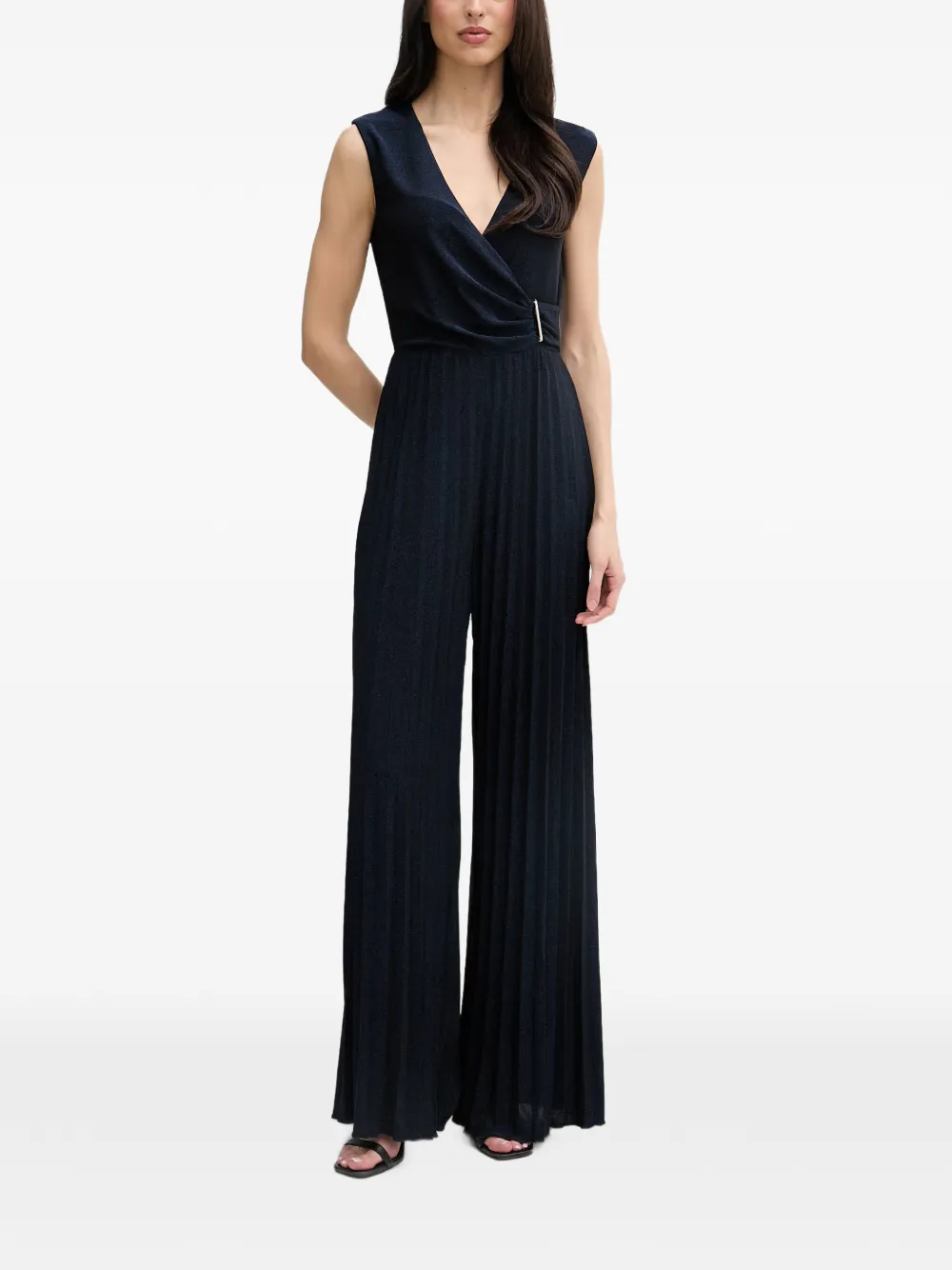 Gaudi pleated wrap-design jumpsuit - Blu
