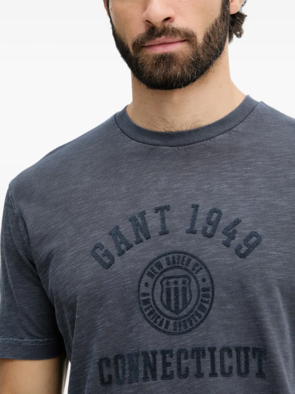 Gant T-shirt met geborduurd logo Blauw