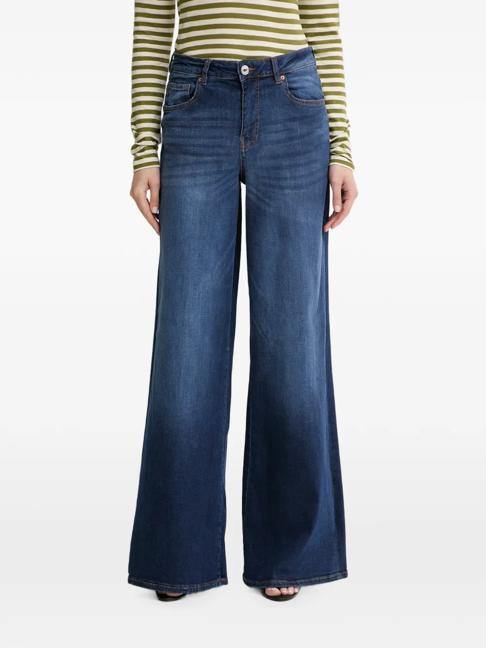 FRACOMINA wide-leg whiskered jeans - Blu