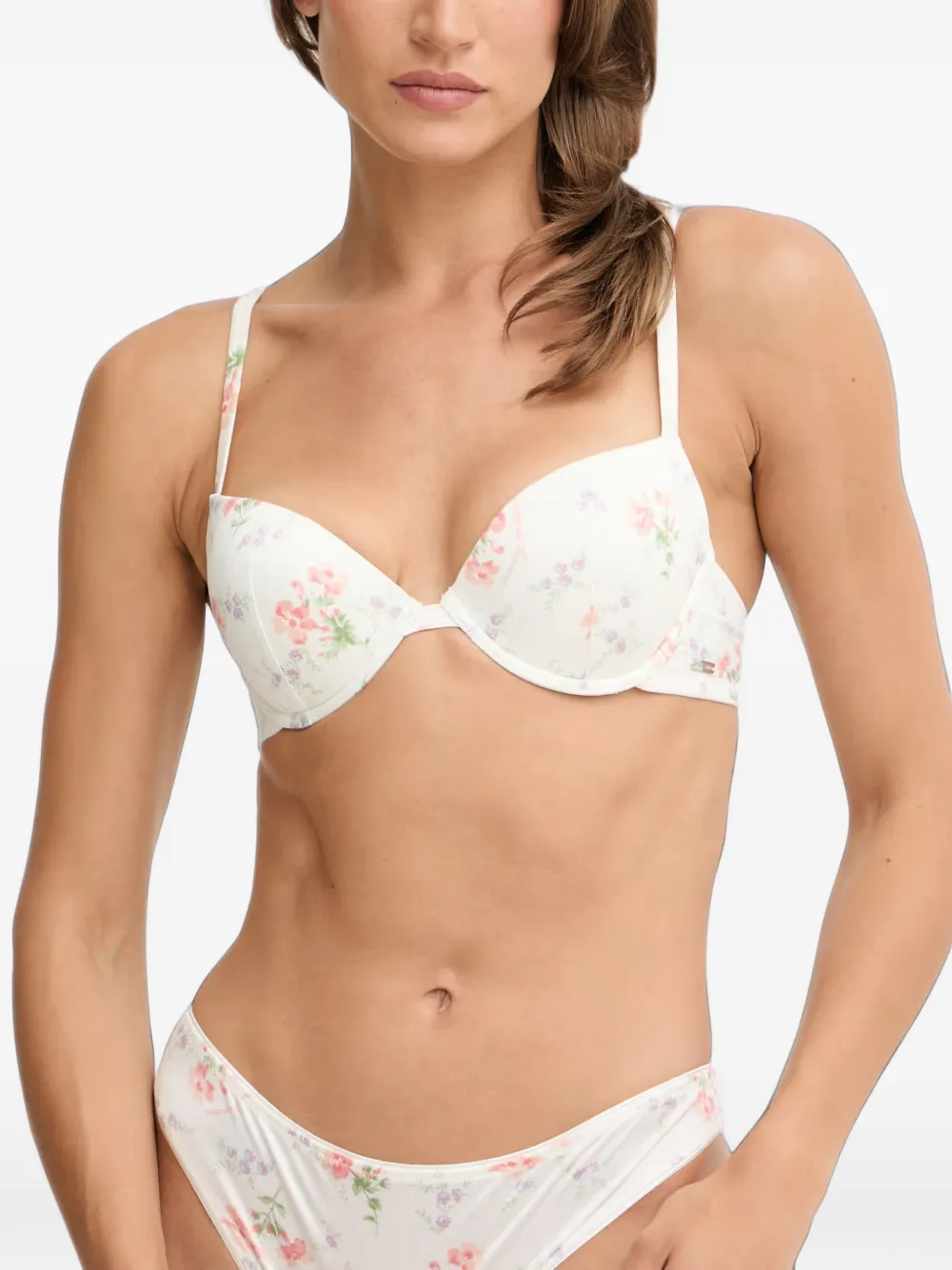 Emporio Armani floral-print underwired bra - Weiß