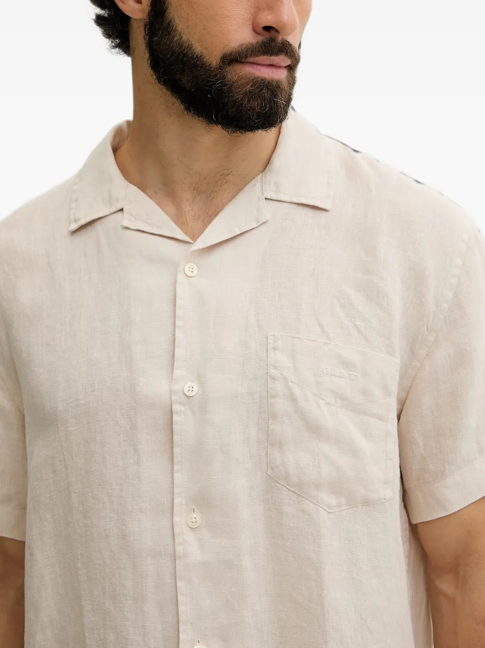 Gant overhemd met korte mouwen Beige