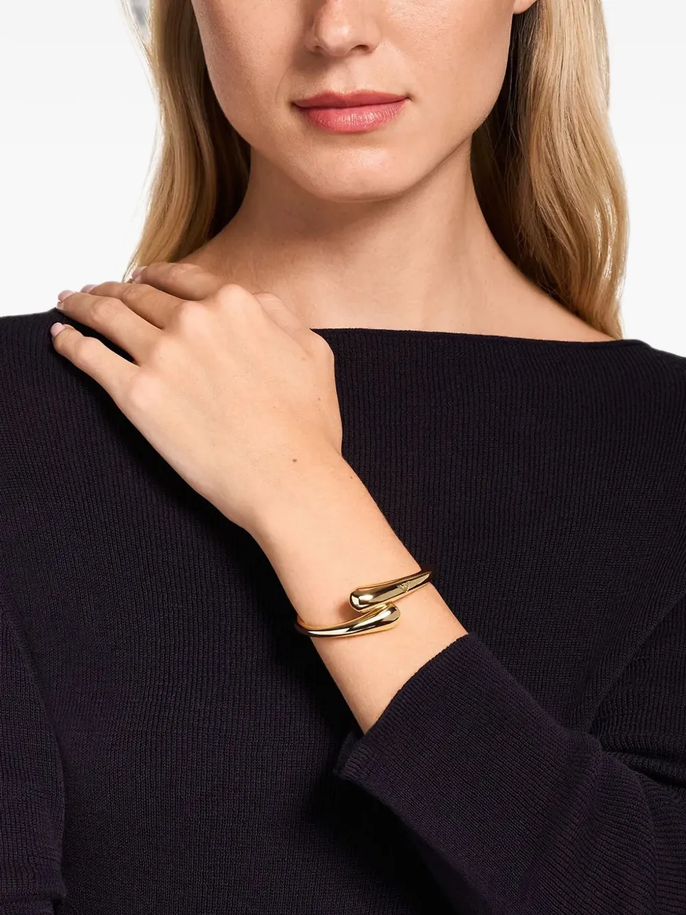 Emporio Armani Engraved Crossover Bangle in Gold, view 2