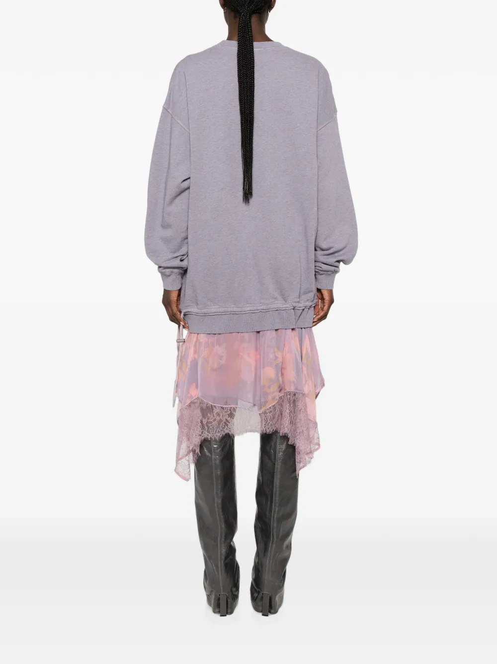 Diesel Midi-jurk met kanten afwerking Paars