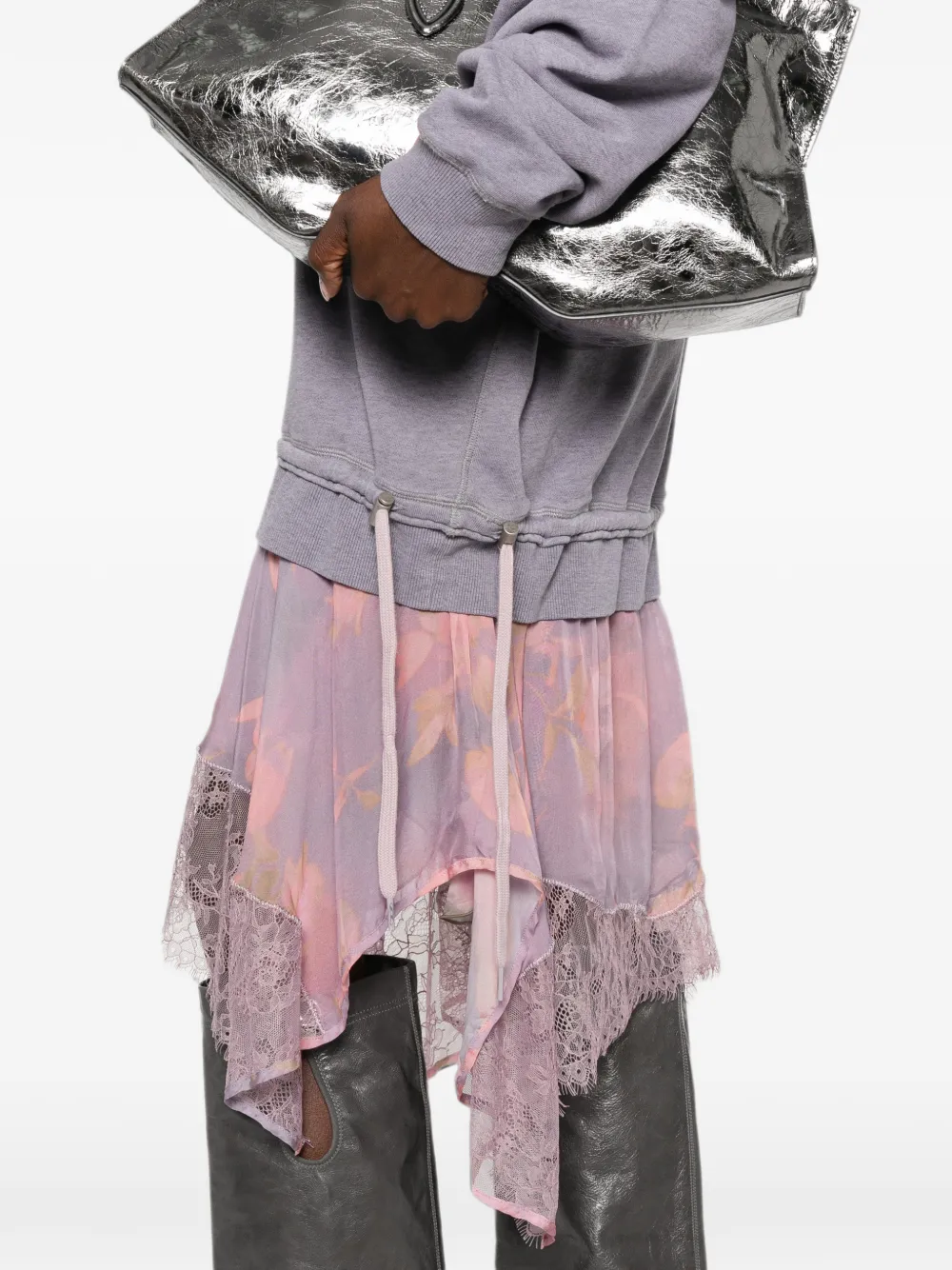 Diesel Midi-jurk met kanten afwerking Paars