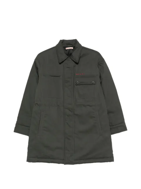 Marni Kids logo-embroidered pocket-detail coat
