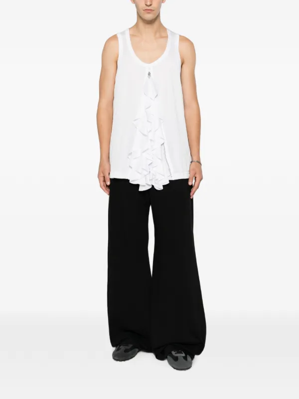 Comme Des Garçons Homme Plus Ruffled zip-detail Tank Top | White