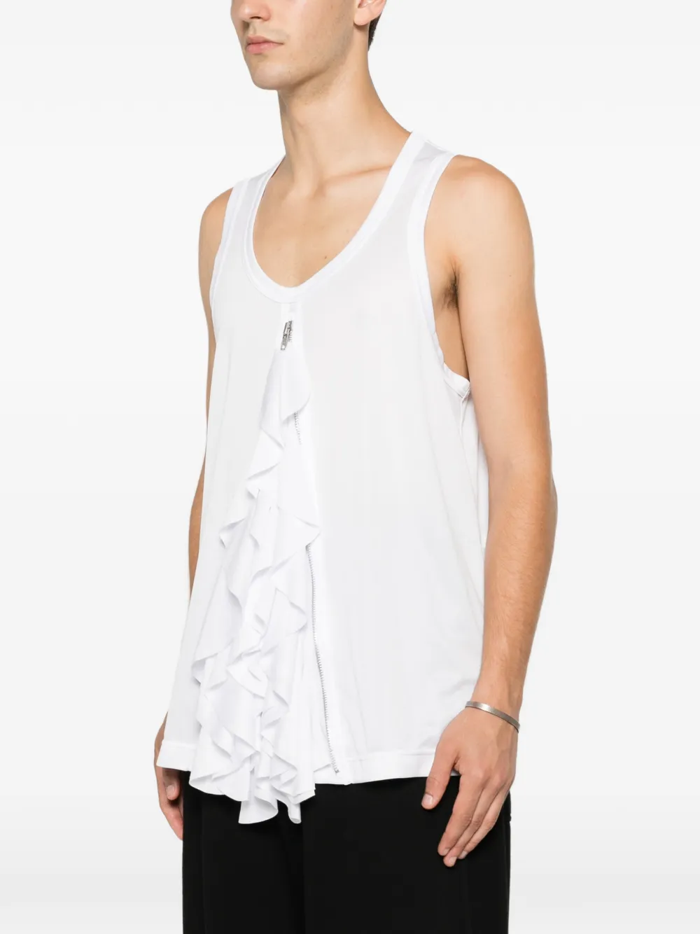 Comme des Garçons Homme Plus Tanktop met ruches en rits-detail Wit