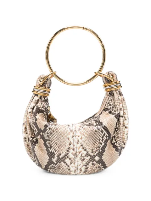 Chloé snakeskin-effect ring-handle clutch bag
