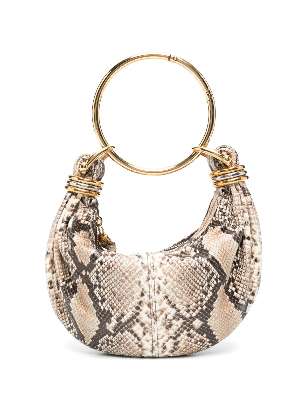 Chloé snakeskin-effect ring-handle clutch bag - Toni neutri