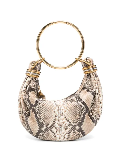 Chloé snakeskin-effect ring-handle clutch bag