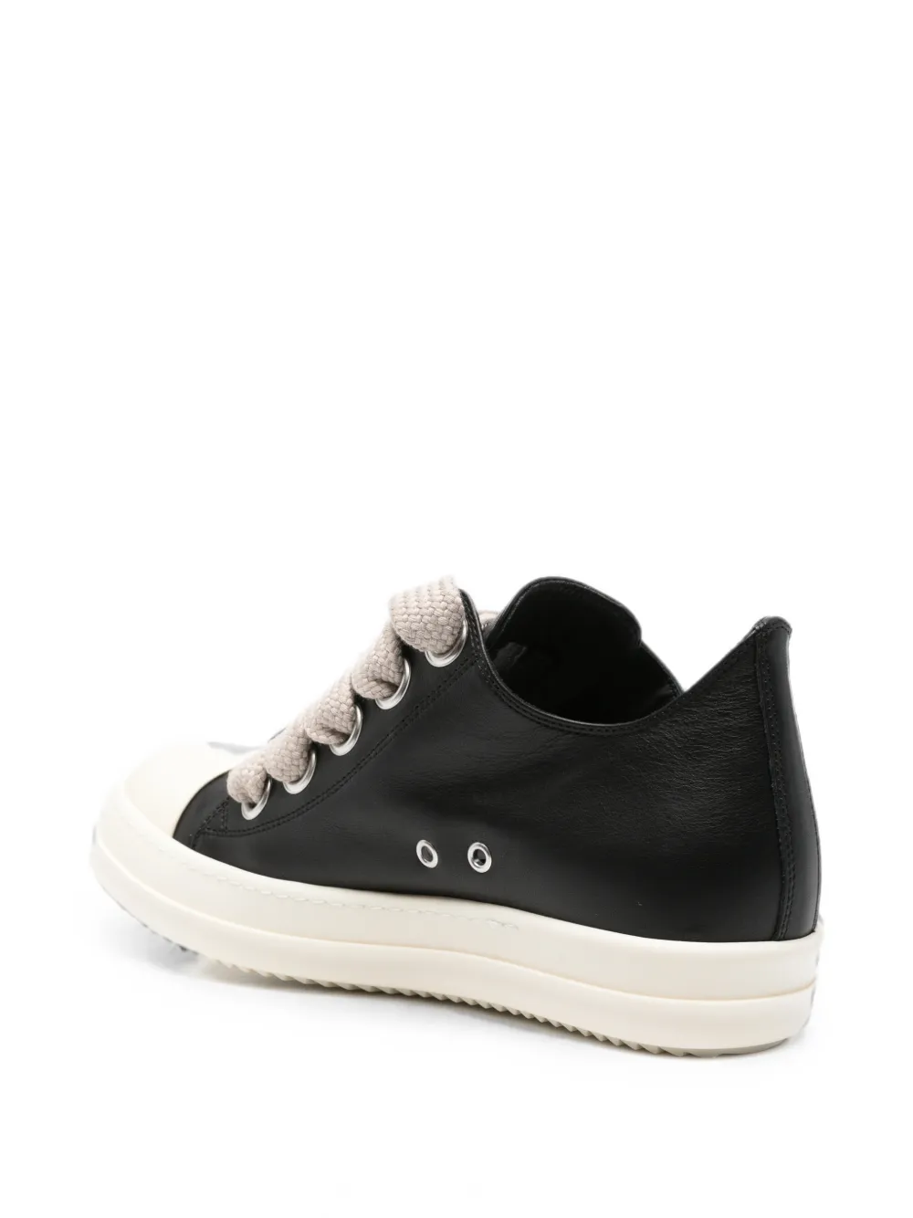 Rick Owens leather jumbo-lace sneakers Zwart