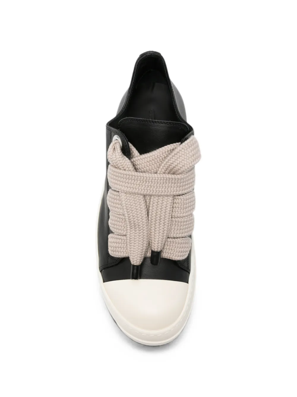 Rick Owens leather jumbo-lace sneakers Zwart