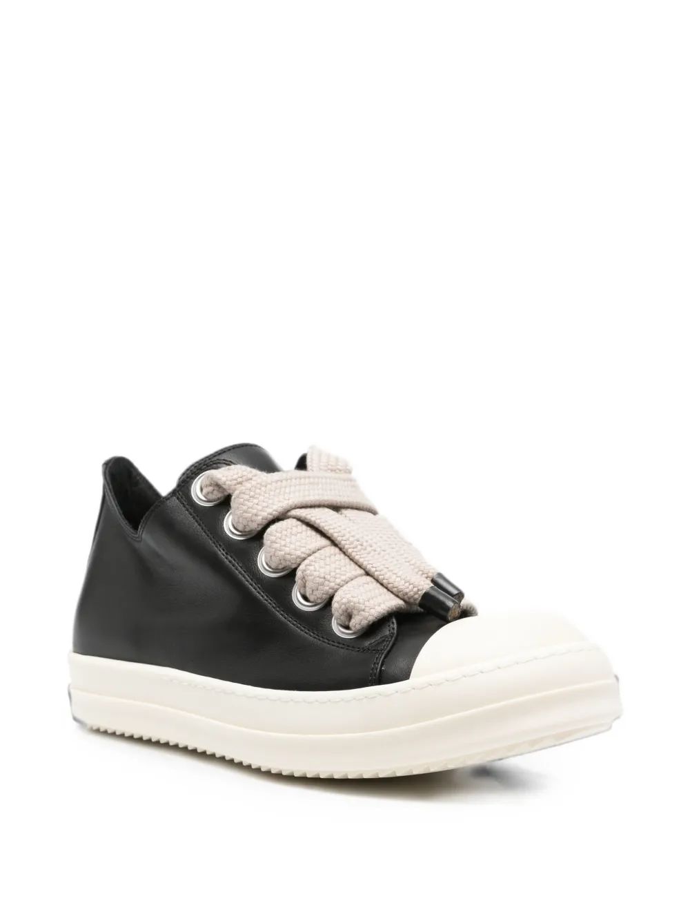 Rick Owens leather jumbo-lace sneakers Zwart