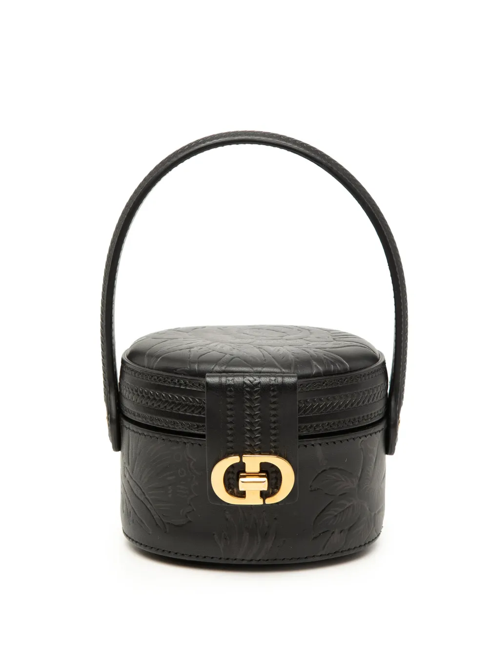 Christian Dior Pre-Owned Trousse in pelle di vitello a fiori goffrata con logo CD 2022 - Nero