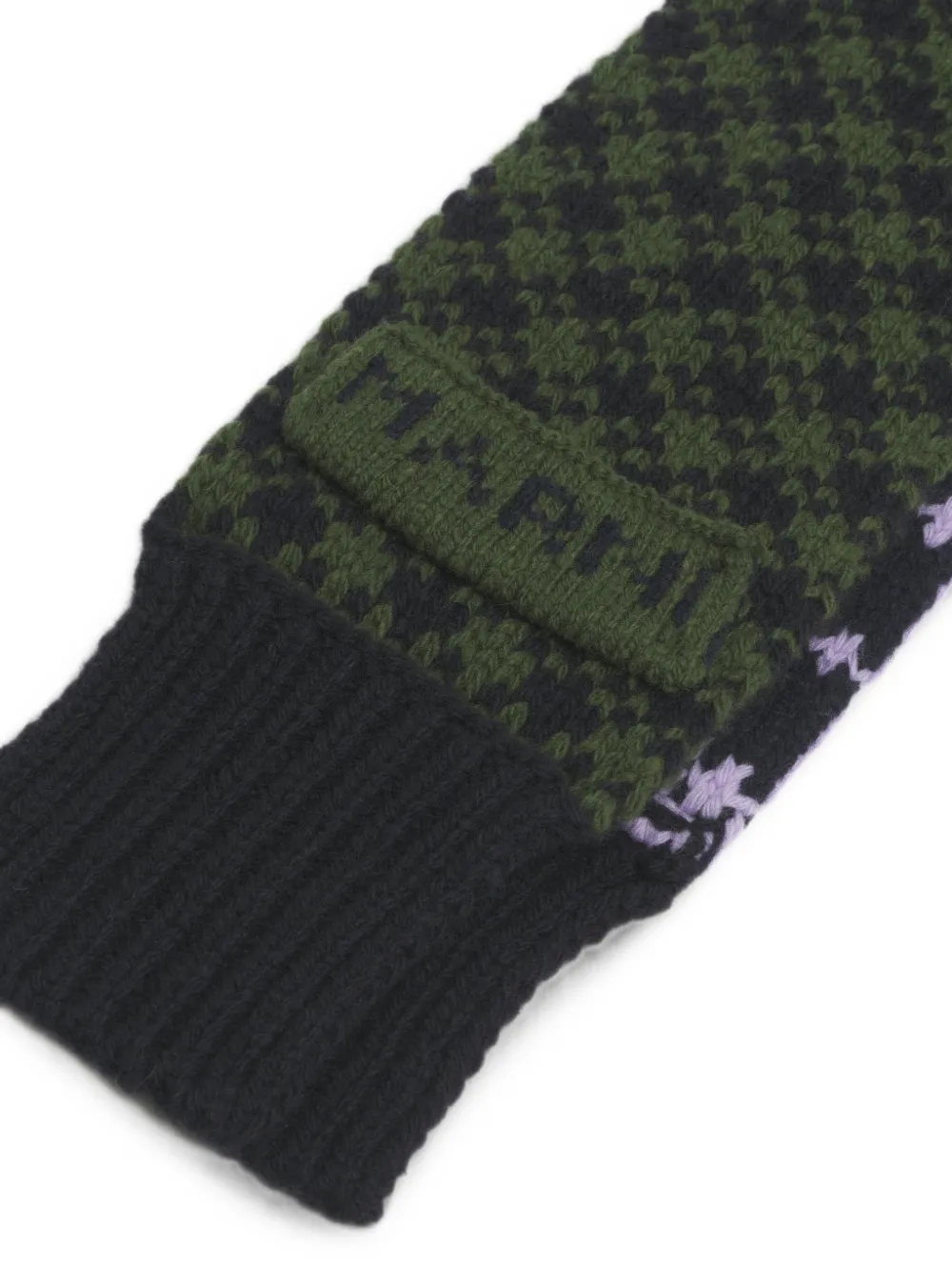 Marni Sjaal met jacquard en geribbelde afwerking Groen
