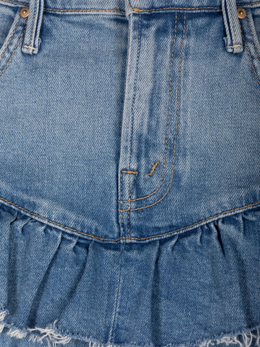 MOTHER Ruffle My Feathers mini-rok met franje Blauw