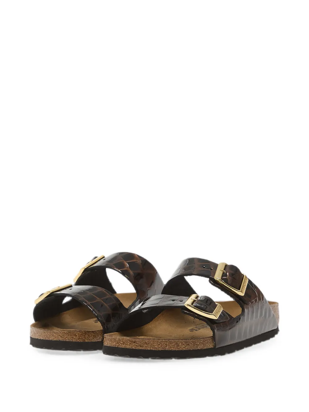 Birkenstock Arizona leren sandalen met krokodillen-reliëf Bruin