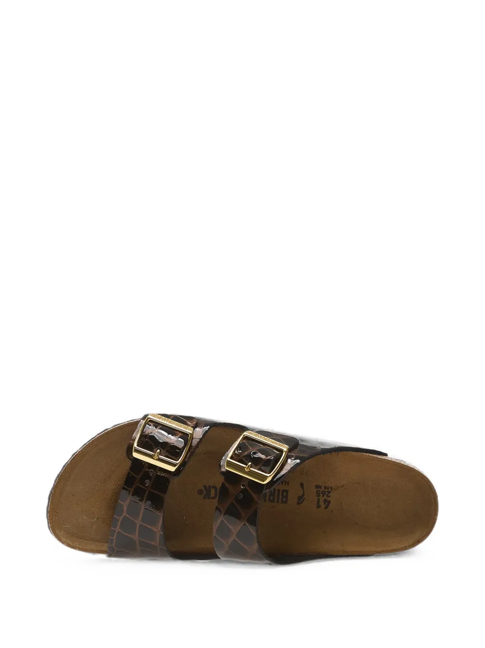 Birkenstock Arizona leren sandalen met krokodillen-reliëf Bruin