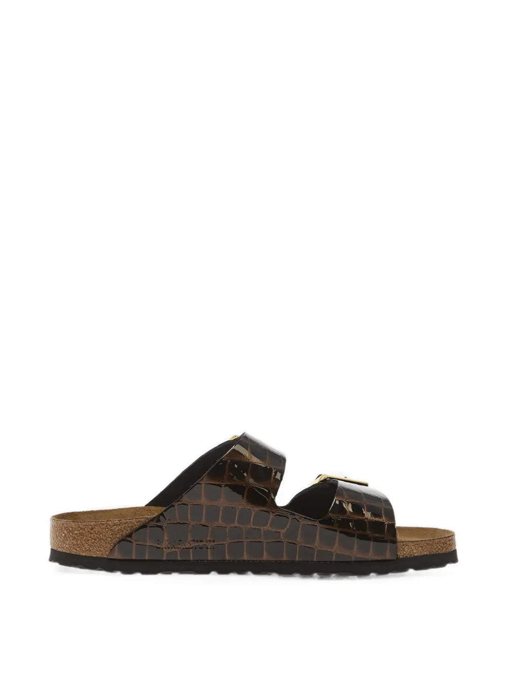 Birkenstock Arizona croc-effect leather sandals - Marrone