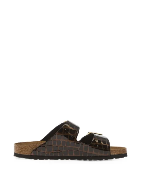 Birkenstock Arizona croc-effect leather sandals