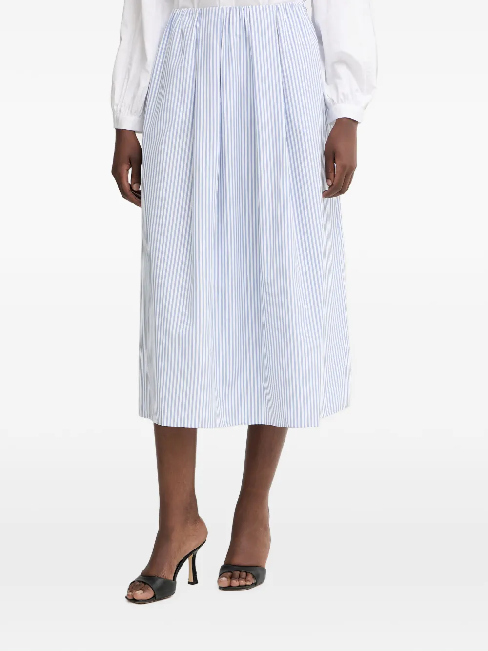 Armani Exchange vertical-stripe pleated skirt - Blu