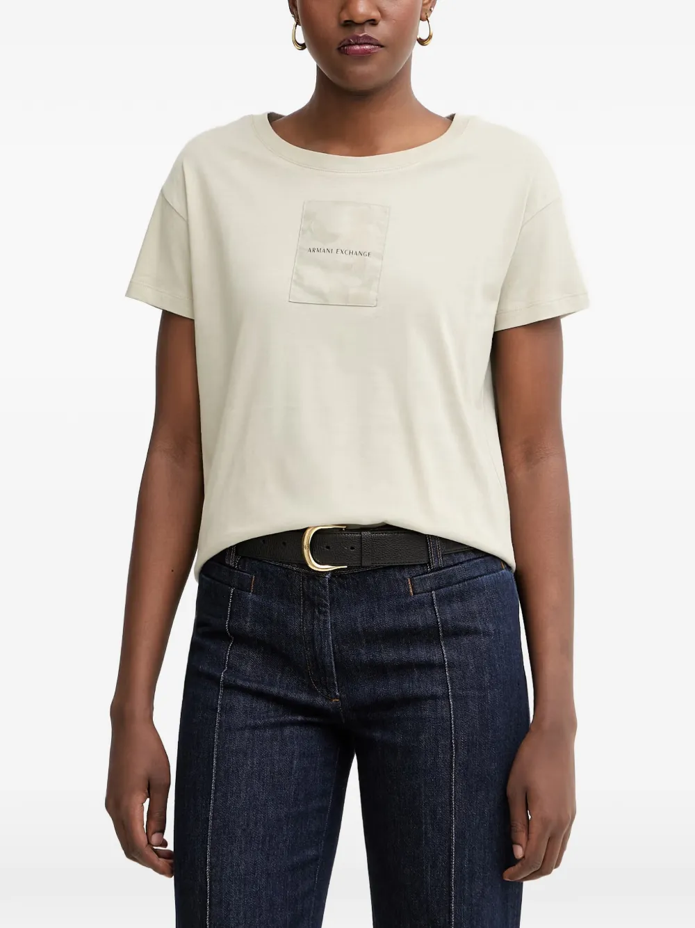 Armani Exchange logo-patch T-shirt - Nude
