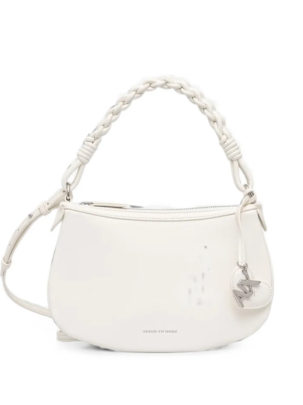 Armani Exchange braided-handle logo-charm shoulder bag - Bianco