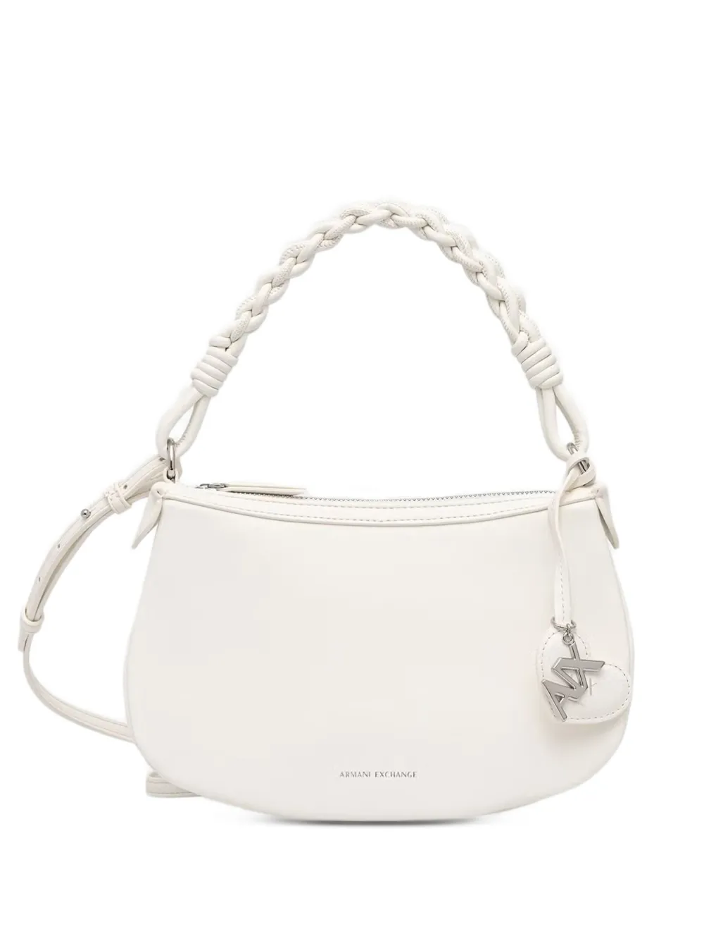 Armani Exchange braided-handle logo-charm shoulder bag - Weiß