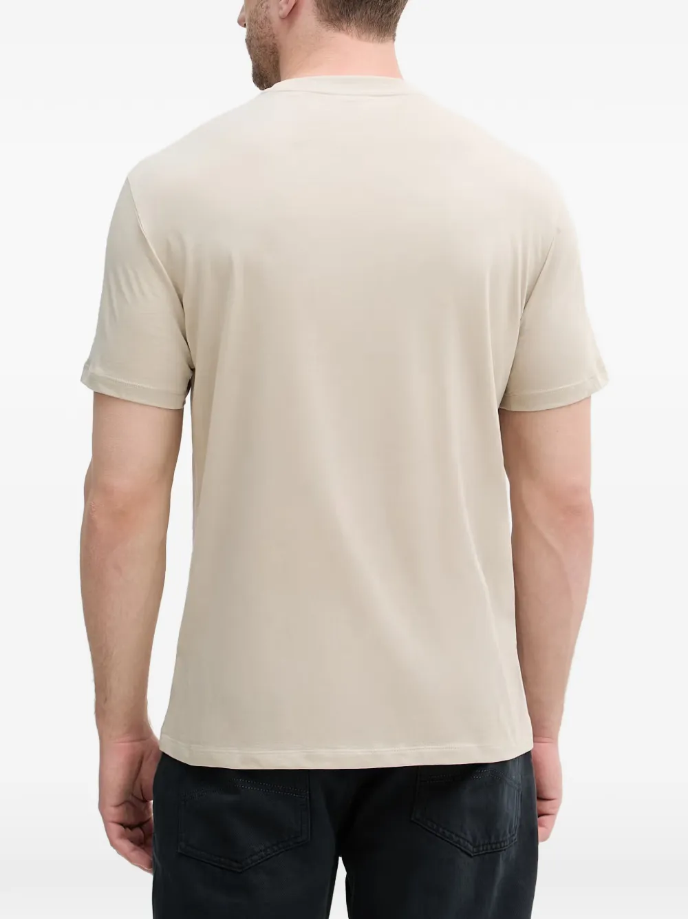 Armani Exchange T-shirt met palmprint en logo-patch Beige