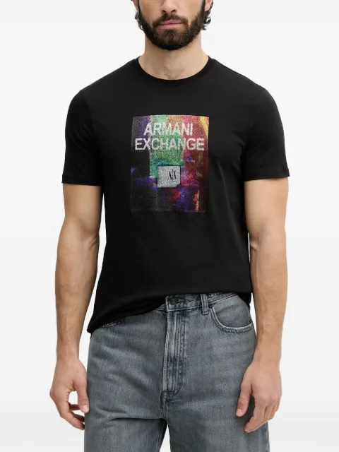 Armani Exchange graphic-print logo-patch T-shirt