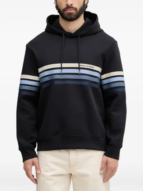 Armani Exchange logo-print striped hoodie