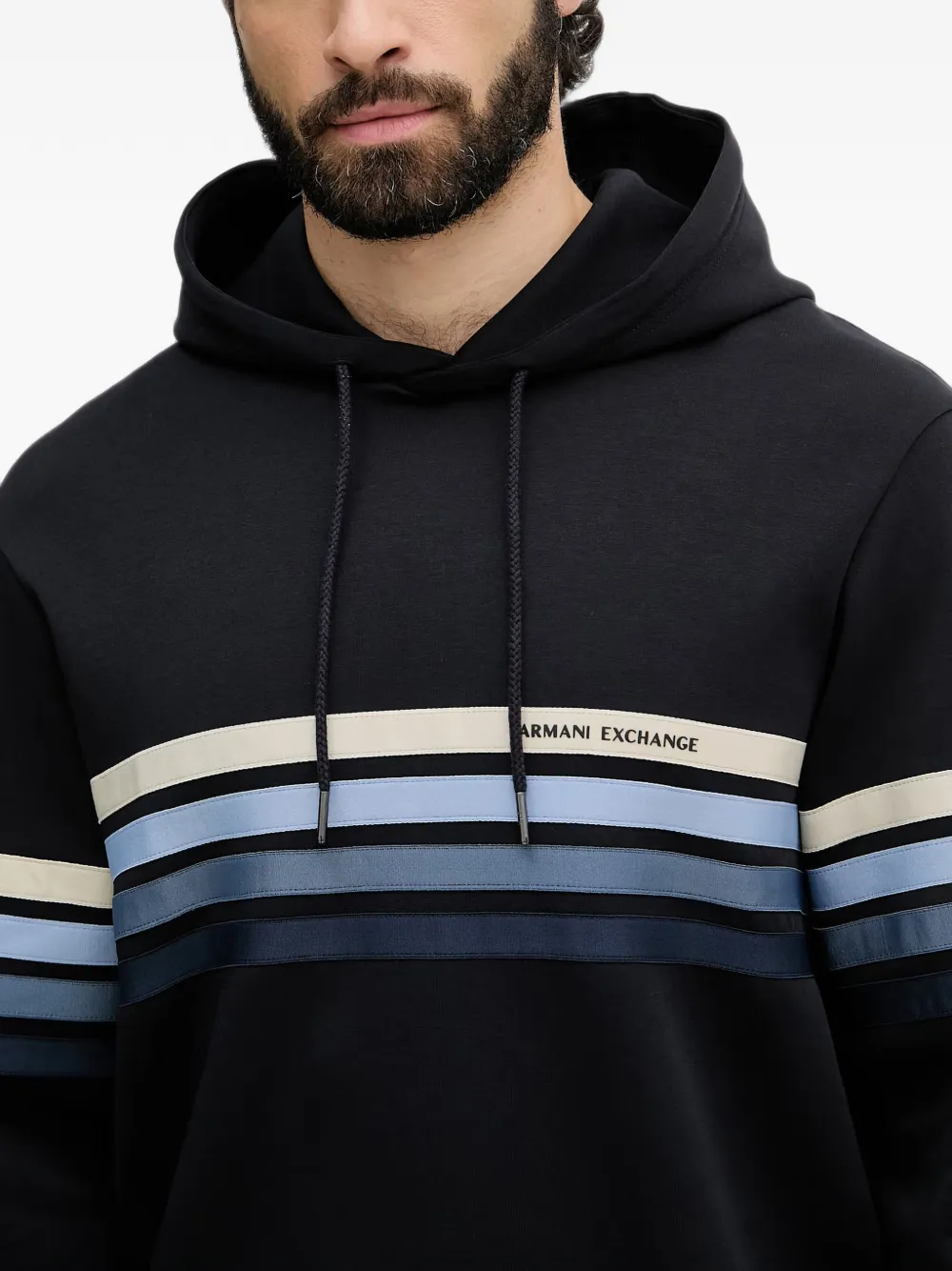 Armani Exchange Gestreepte hoodie Blauw
