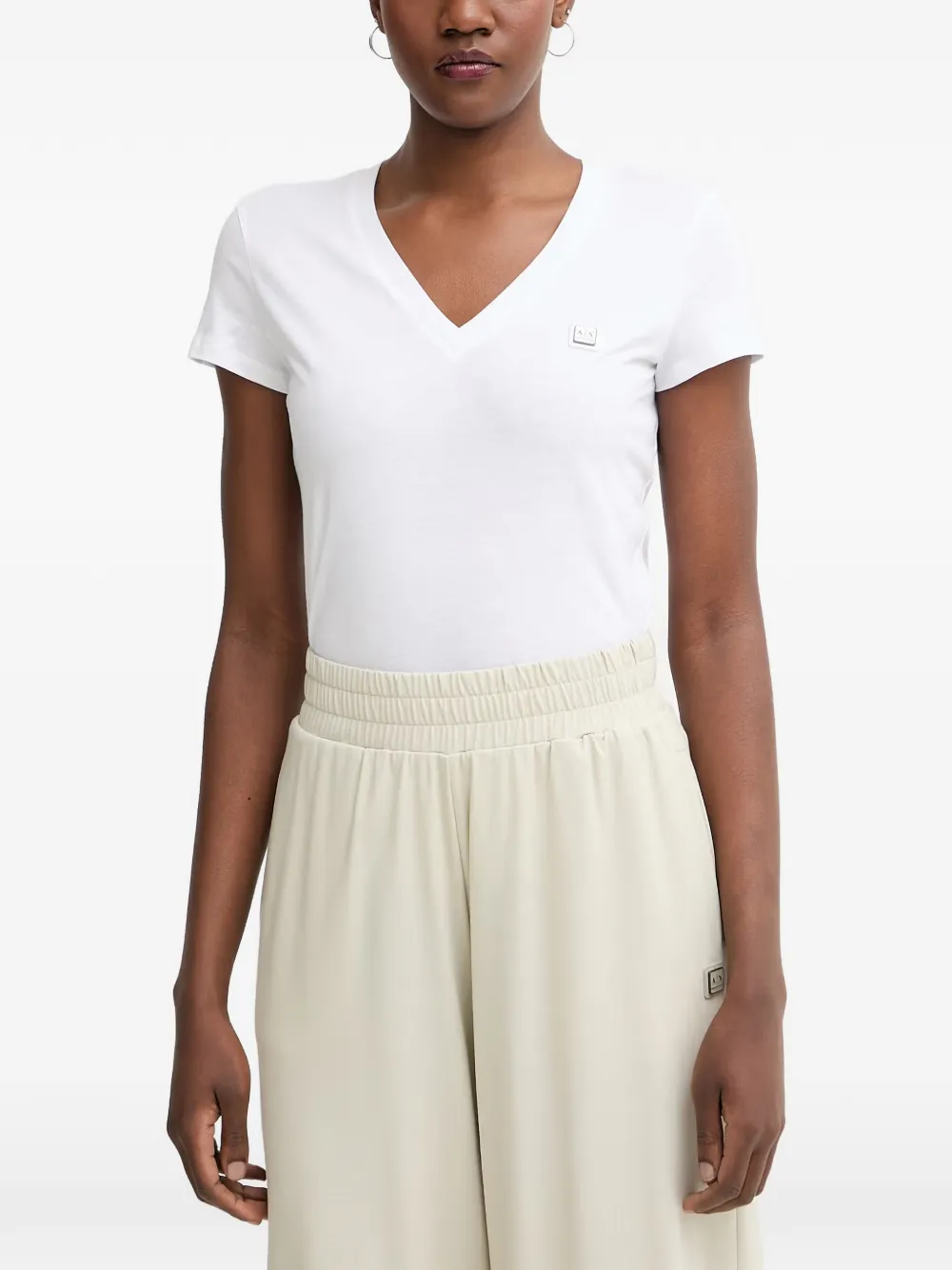 Armani Exchange T-shirt con scollo a V - Bianco