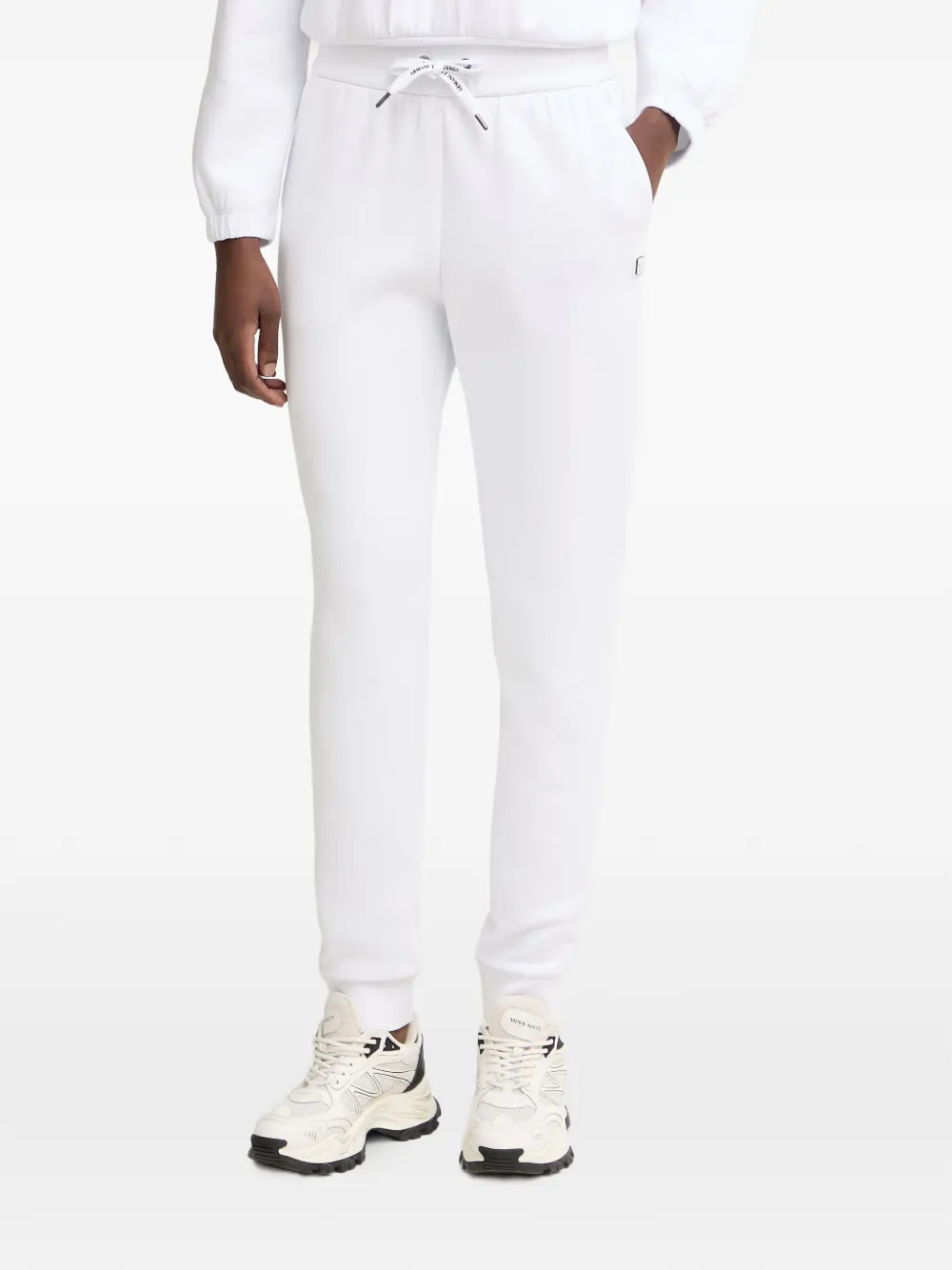 Armani Exchange logo-patch drawstring track pants - Bianco