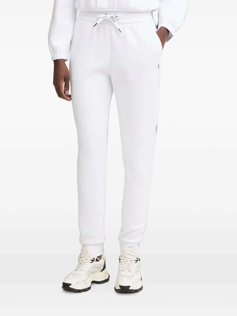 Armani Exchange logo-patch drawstring track pants - Bianco