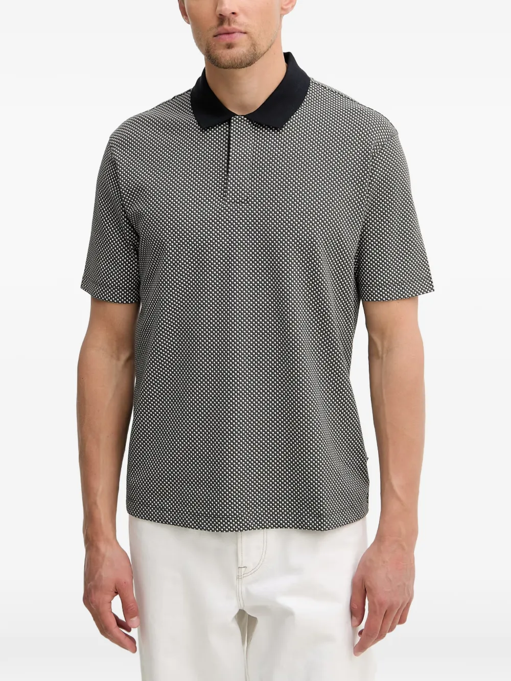 Armani Exchange geometric-print polo shirt - Nero