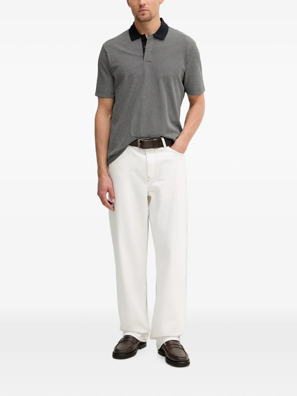 Armani Exchange geometric-print polo shirt Zwart