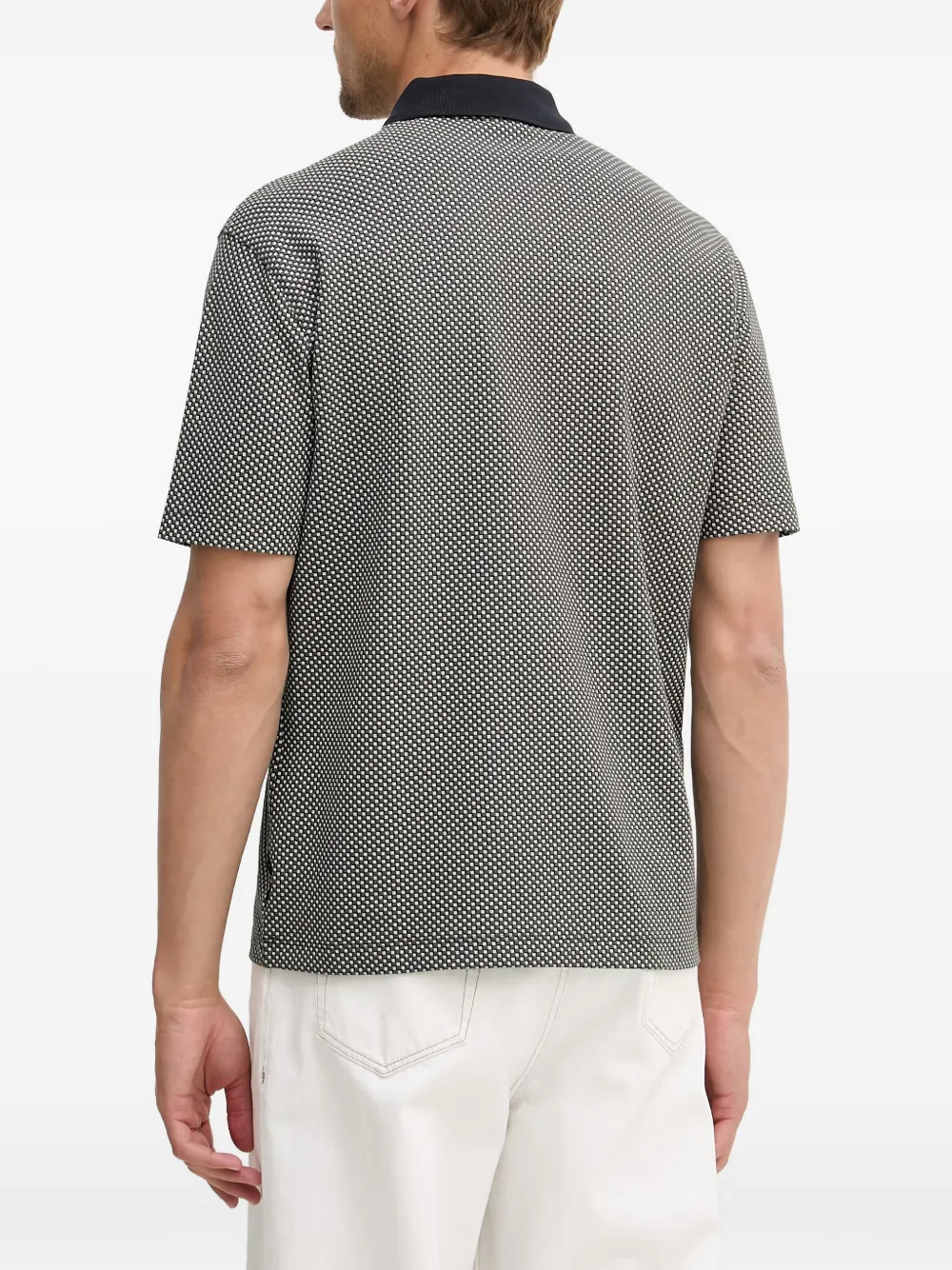 Armani Exchange geometric-print polo shirt Zwart