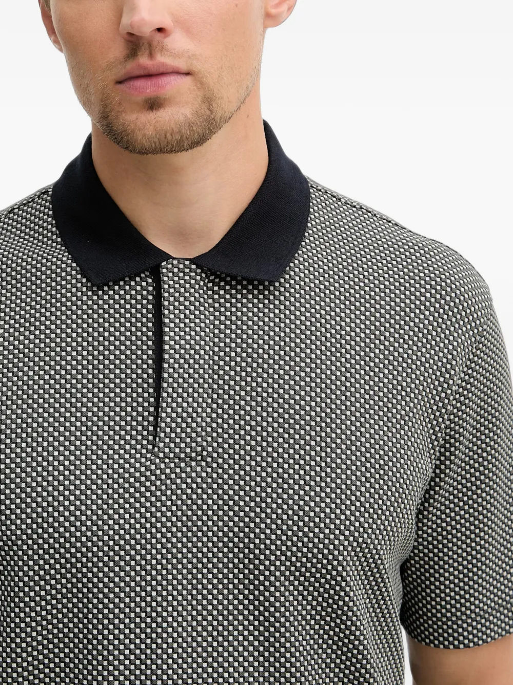 Armani Exchange geometric-print polo shirt Zwart