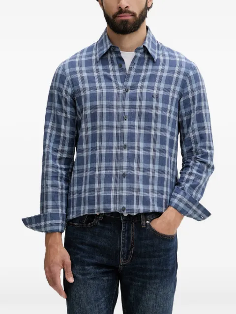 Armani Exchange check-pattern logo-embroidered shirt