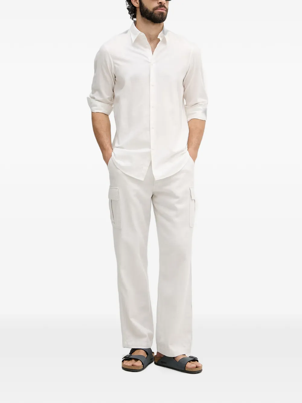 Armani Exchange Overhemd met geborduurd logo Wit
