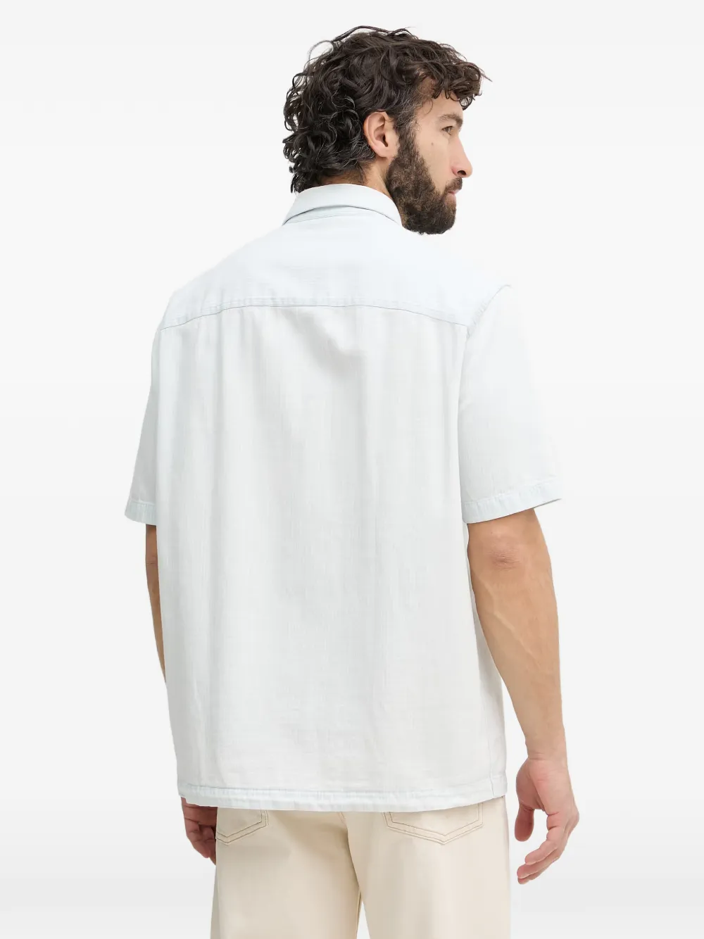 Armani Exchange pinstripe-pattern short-sleeve shirt Blauw